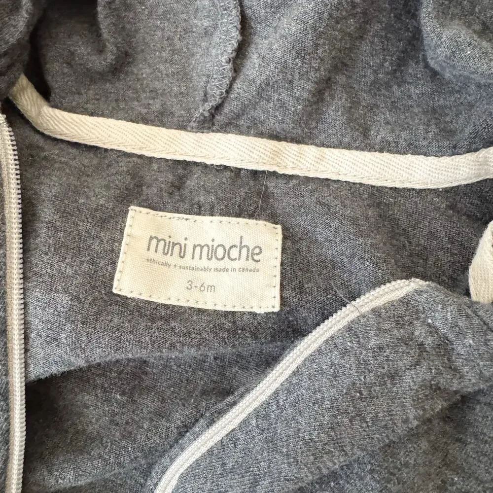 Mini Mioche Grey Zippered Hood One Piece Jumpsuit Romper - 3 to 6 Months